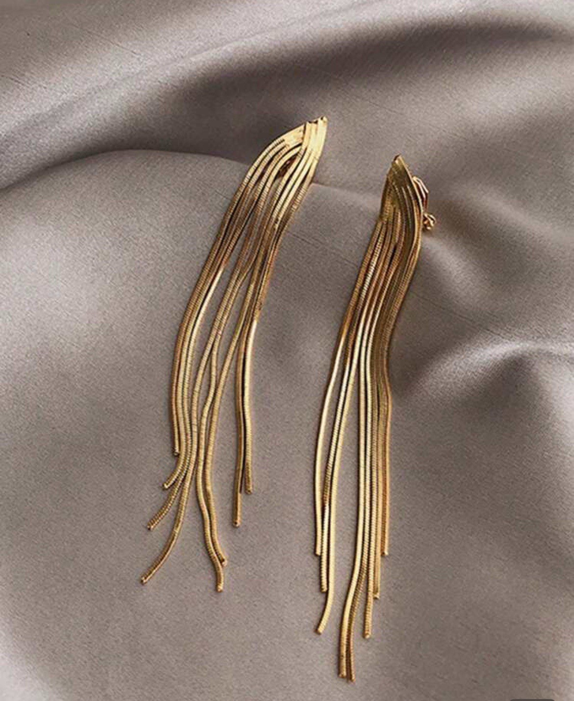 Clip On Hoop Earrings Drop Double Circle Gold Tone Round Chunky Earrings 3″