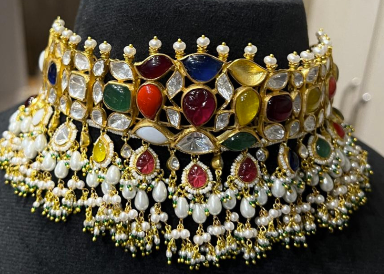 Navratan Kundan Polki Necklace with Earrings (Sabyasachi Inspired)