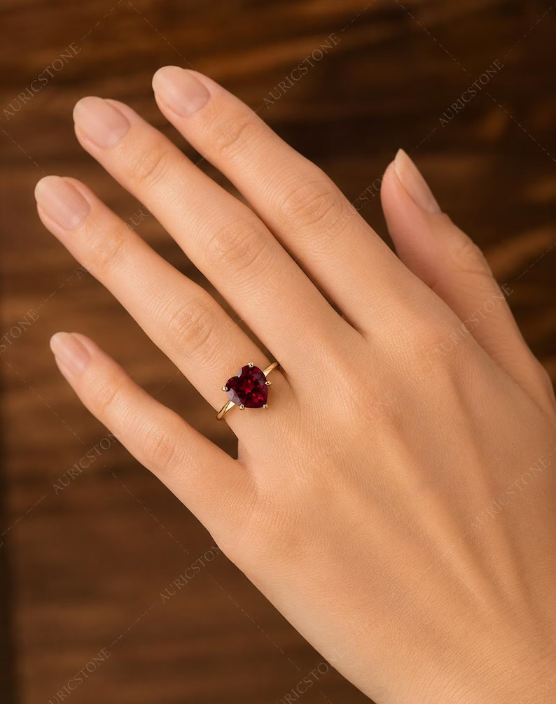Lab Created Red Ruby Ring, Base Metal: Brass Finish: Gold Plated