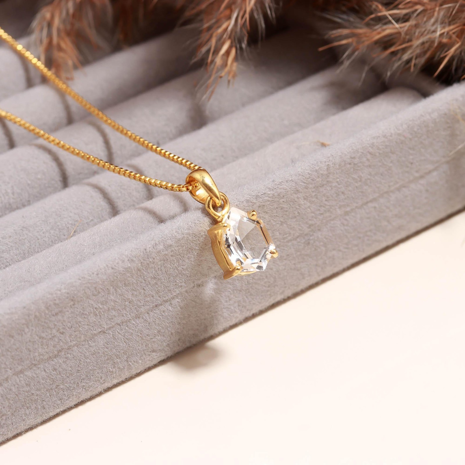 Natural Crystal Fancy Necklace Gold Plated 925 Sterling Silver Jewelry For Her