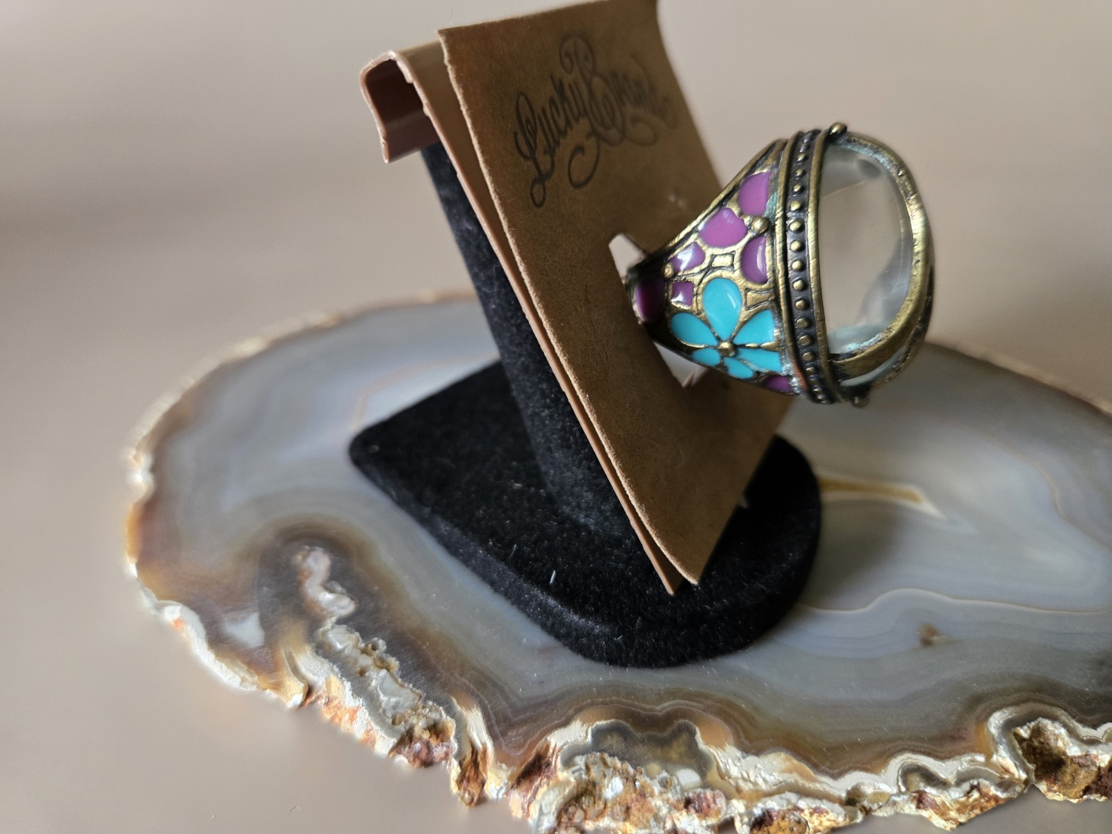 Rare New Lucky Brand Lucky You Vintage 1990s Peace Sign Mood Ring Size 5.5