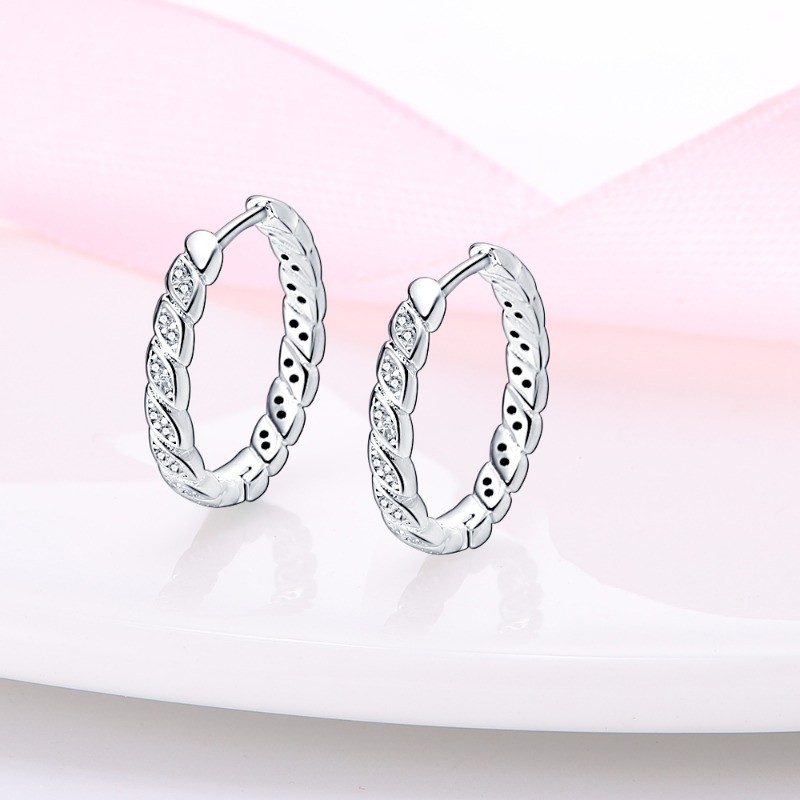 PANDACH 925 Sterling Silver 17MM Hoop Earrings AAA CZ For Women Jewelry Gifts