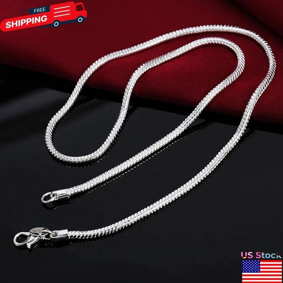 925 Sterling Silver Snake Chain Necklace 1MM 2MM 3MM Thin Dainty Chain 40-75CM