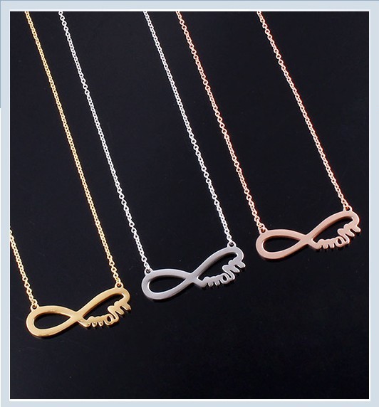 Infinity Symbol Love MOM Stainless Steel Women Ladies Girls Pendant Necklace PE8