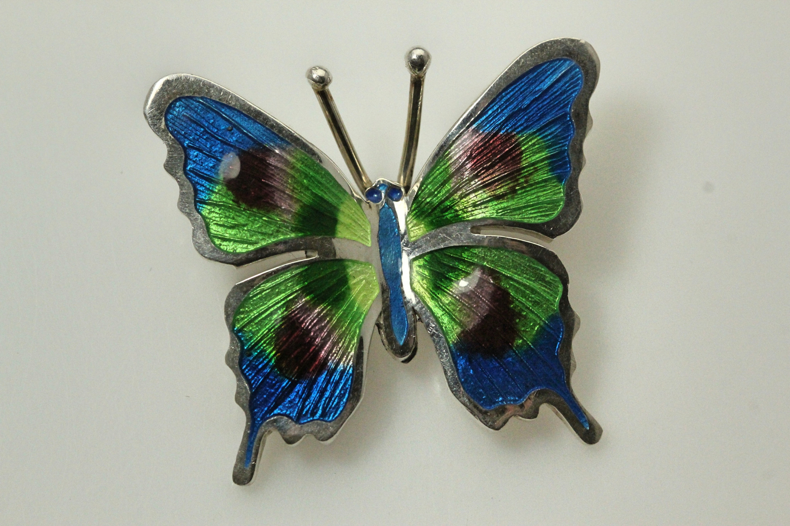 980 Silver Colorful Enameled Butterfly Pin 9.8 Grams (PEN8549)