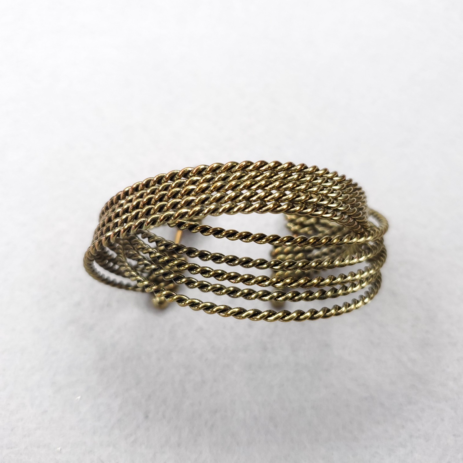 Brass Tone Cuff Bracelet Rope Look Criss Cross 6.5″