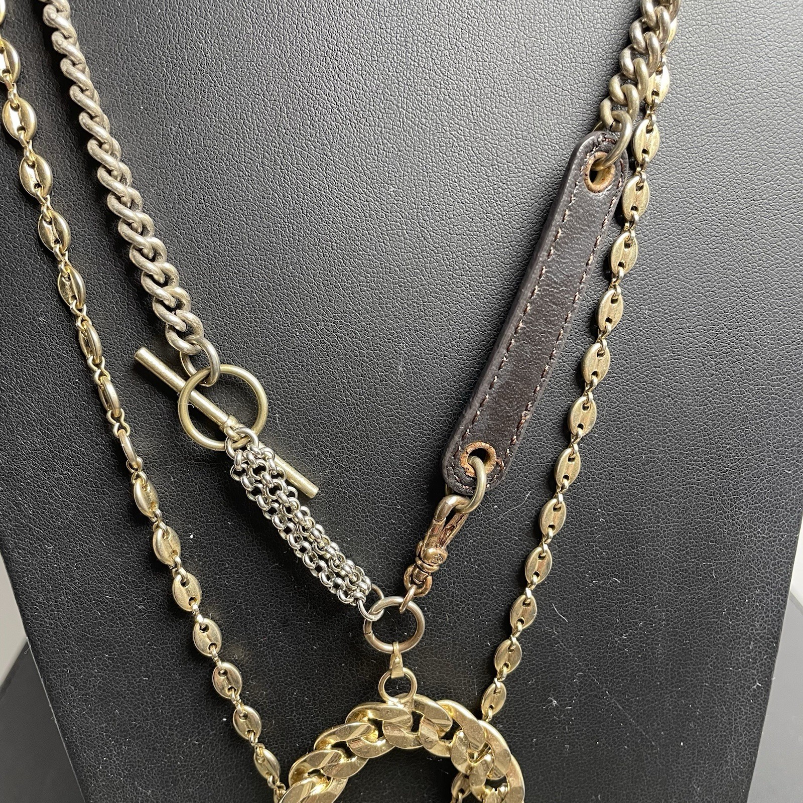Juicy Couture Necklace Horse Shoe Stirrups Leather Gold Tone 3 Pieces Equestrian