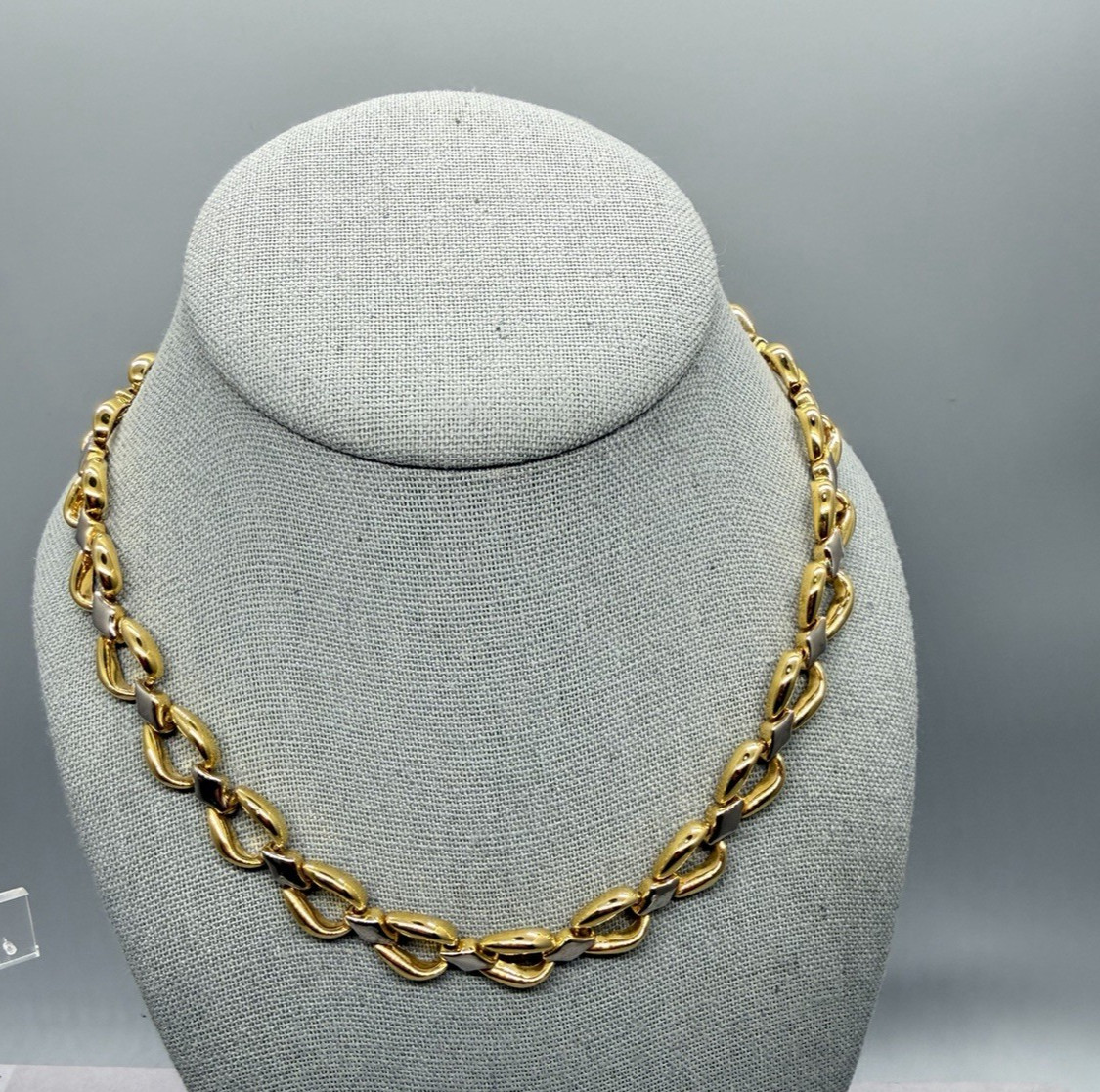 Mixed Metal Gold Silver Tone Dimensional Open Link Necklace Bracelet Earring Set