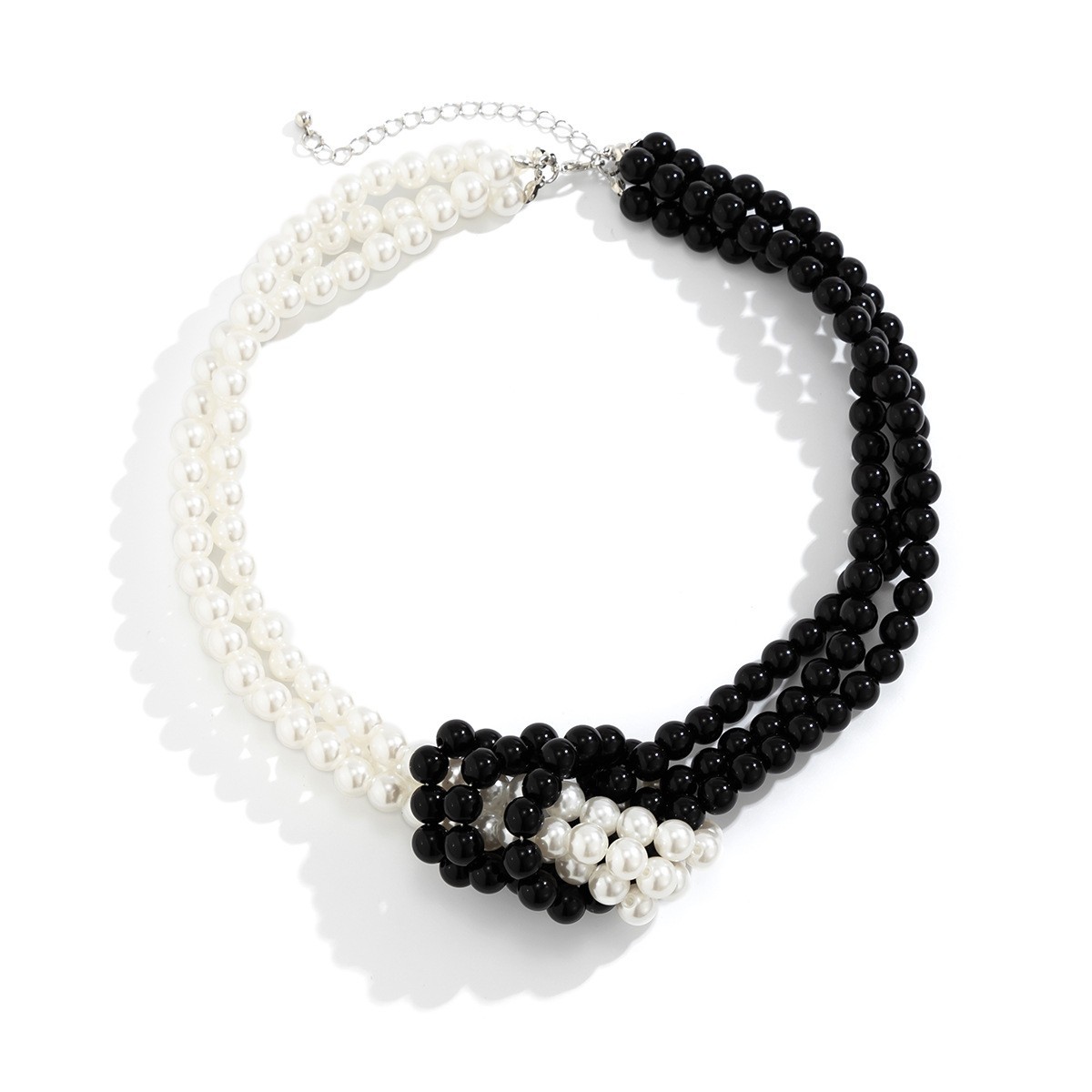 Multi Layer Faux Pearl Twisted Knot Choker Necklace Statement Bridal Elegant