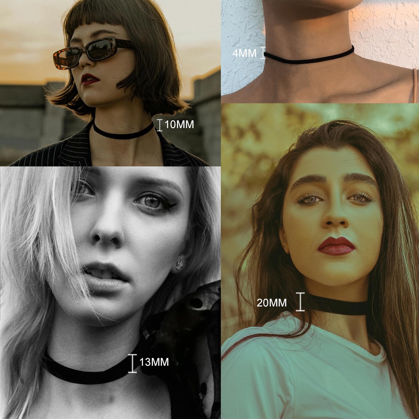 4PCS Black Velvet Choker Necklace for Women Gothic Adjustable Jewelry Set