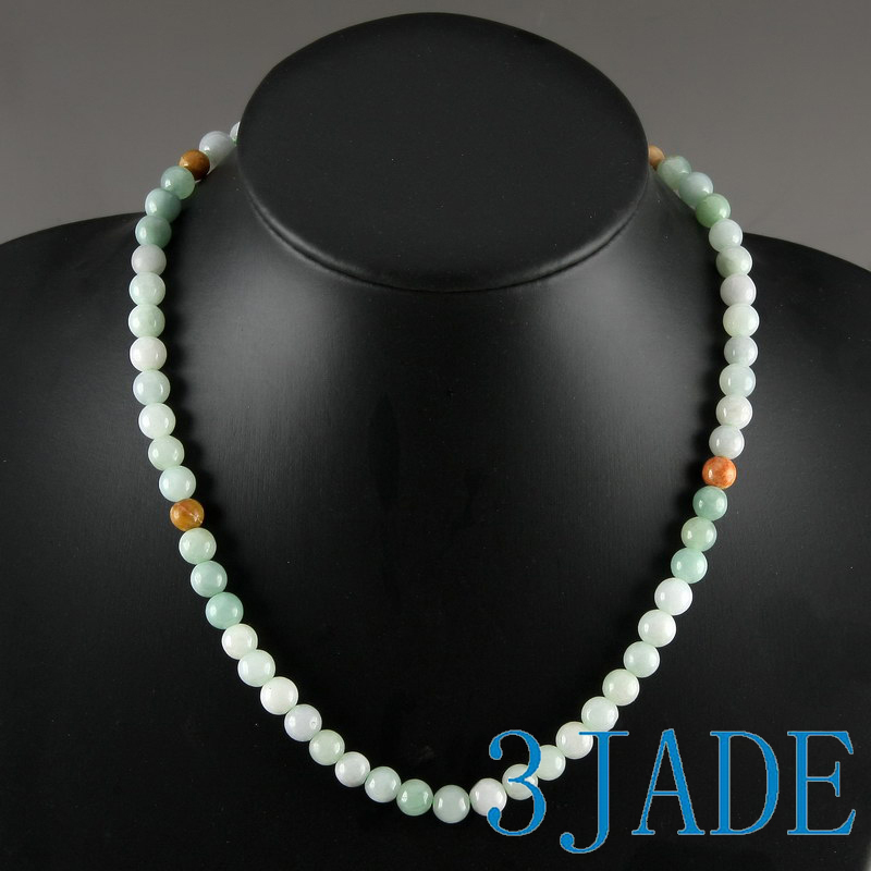 18″ A Grade Natural Multicolor Jadeite Jade Beads Necklace