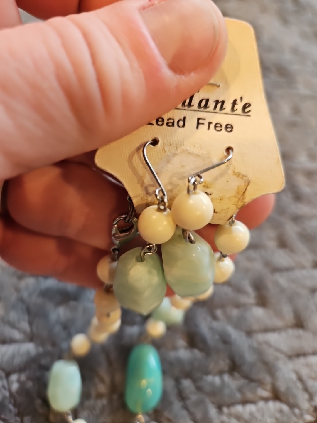 Andante Lead Free Necklace & Earrings Set NEW Turquoise & White / Silvertone