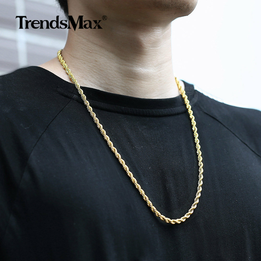 3/5/7mm 16-30″ Men’s Stainless Steel Twisted Rope Chain Necklace Choker Jewelry