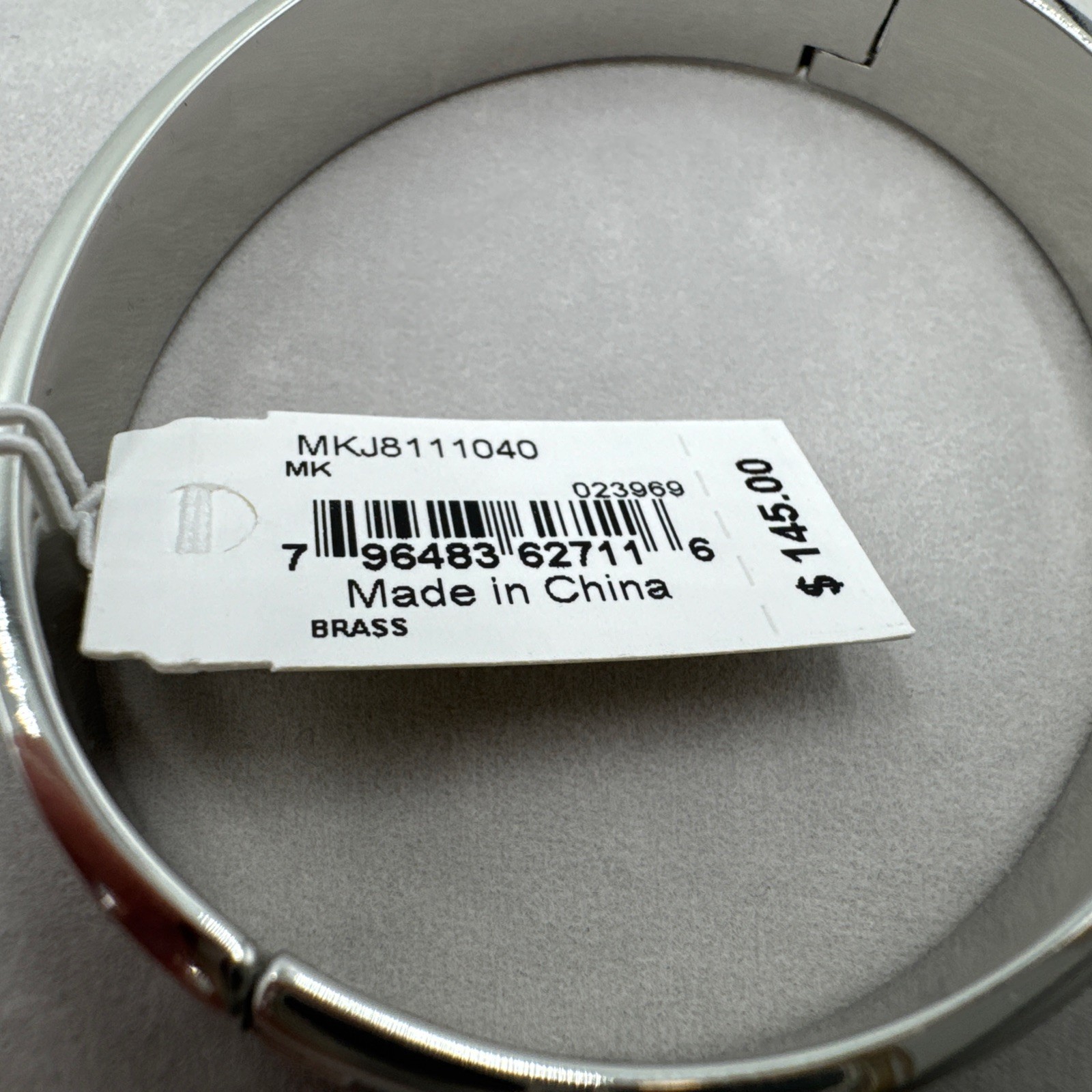 Michael Kors Bangle Bracelet MK Logo Women Silver/Black MKJ8111040