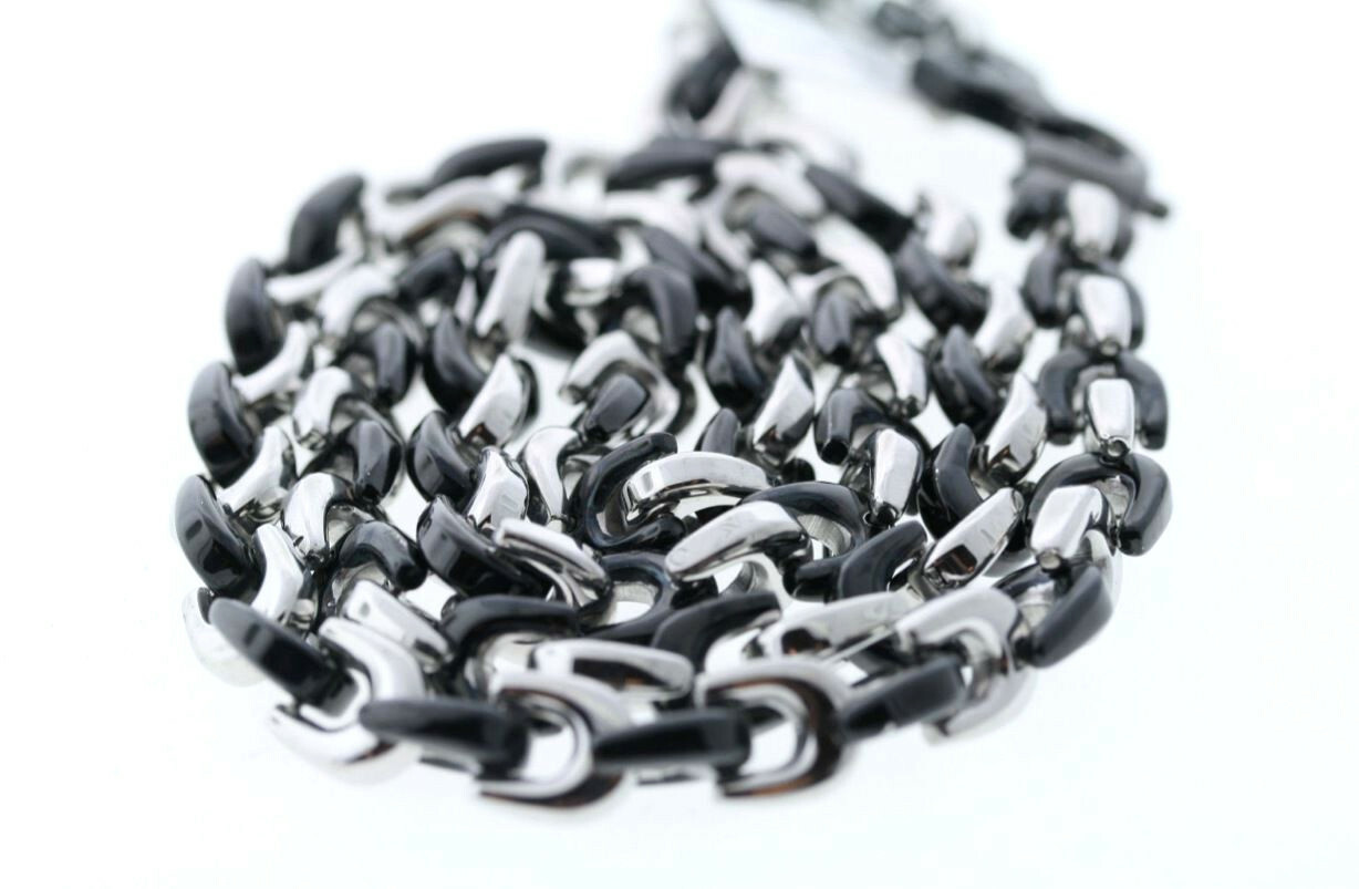 Men’s Stainless Steel 9mm Two-Tone Oval Link Necklace