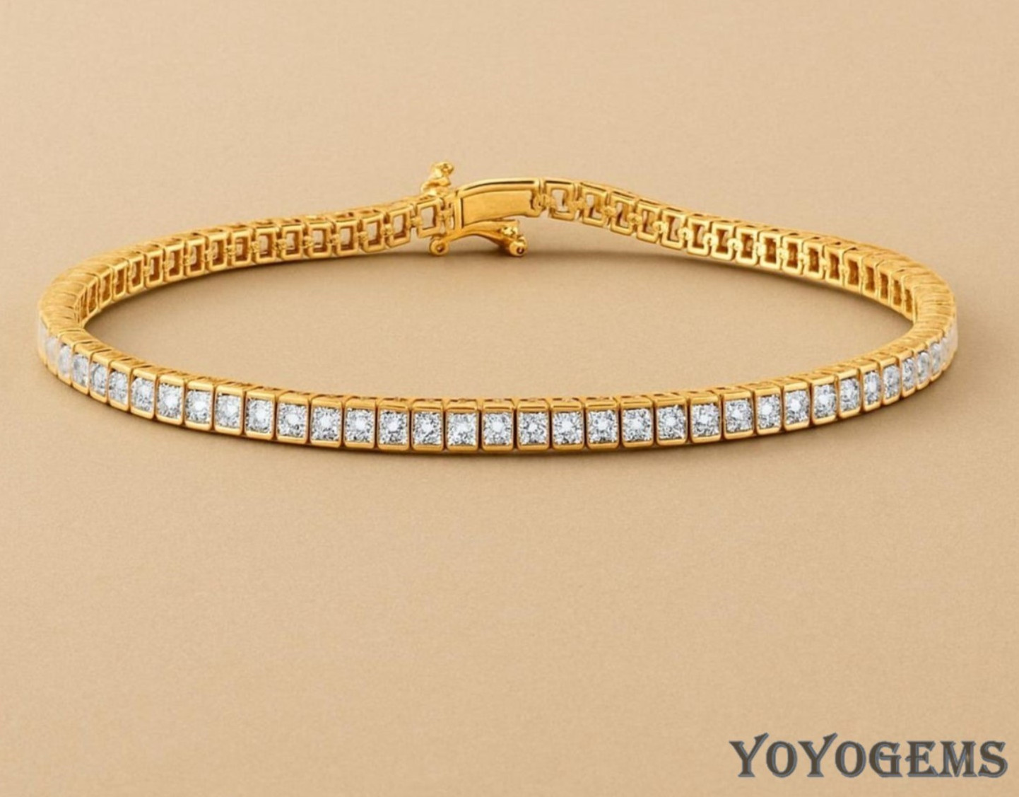 7′ Inch Long Tennis Wedding Bracelet 7 Carat Princess Cut Solid 14K Yellow Gold
