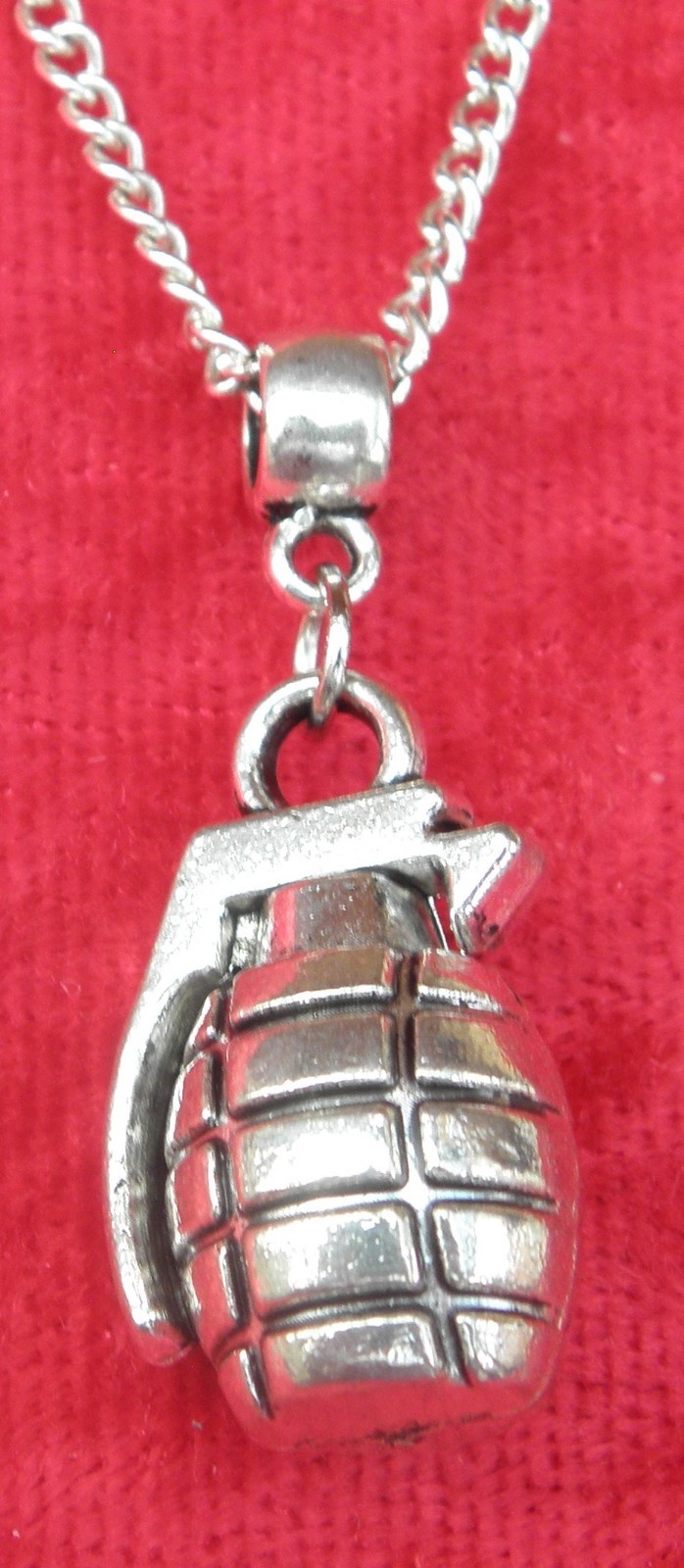 Hand Grenade Pendant Necklace 18″ or 24″ Inch Chain Bomb Charm