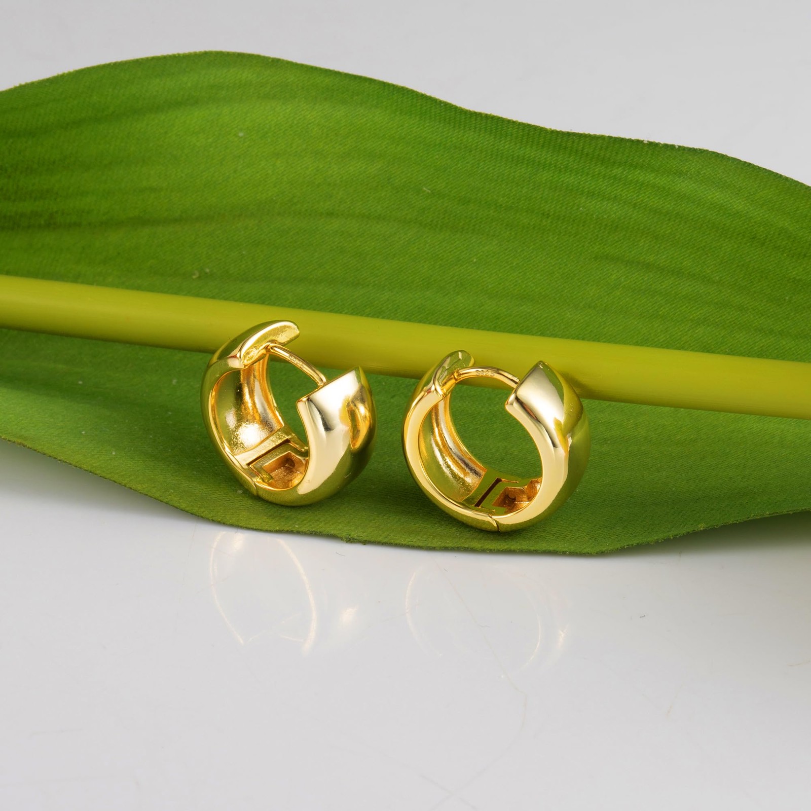 Gold Chunky Hoop Earrings for Women Sterling Silver Thick Small,