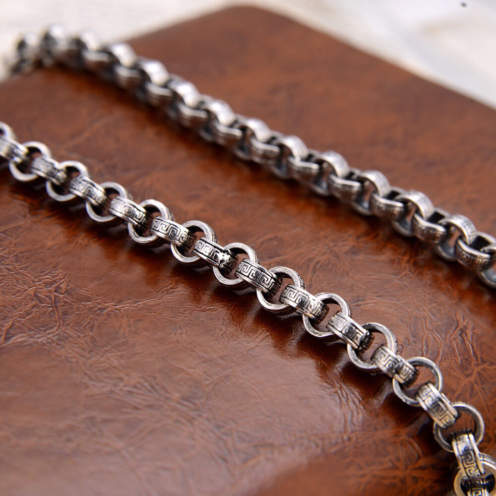 Real 925 Sterling Silver 6mm Thick Rolo Link Chain Necklace S925 19.7″-29.5″