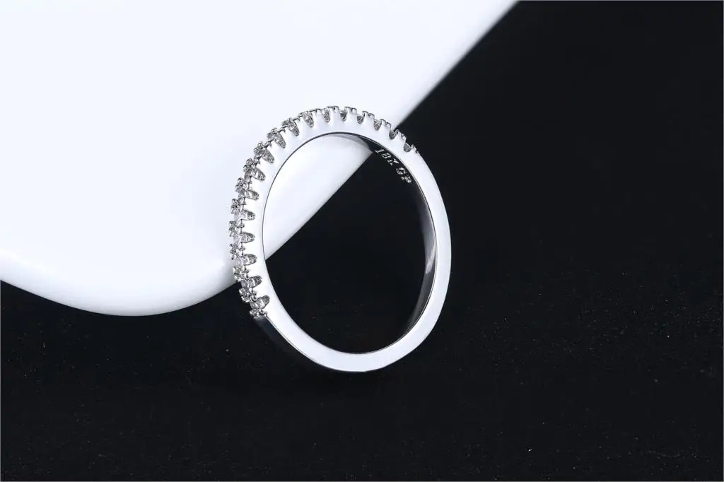 Micro Pave Ring Simulated Zirconia Tension Setting Band Stackable Jewelry