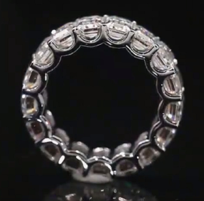 Women Eternity Band Ring 4ct Asscher Cut Sim VVS1/D Diamond 925 Sterling Silver