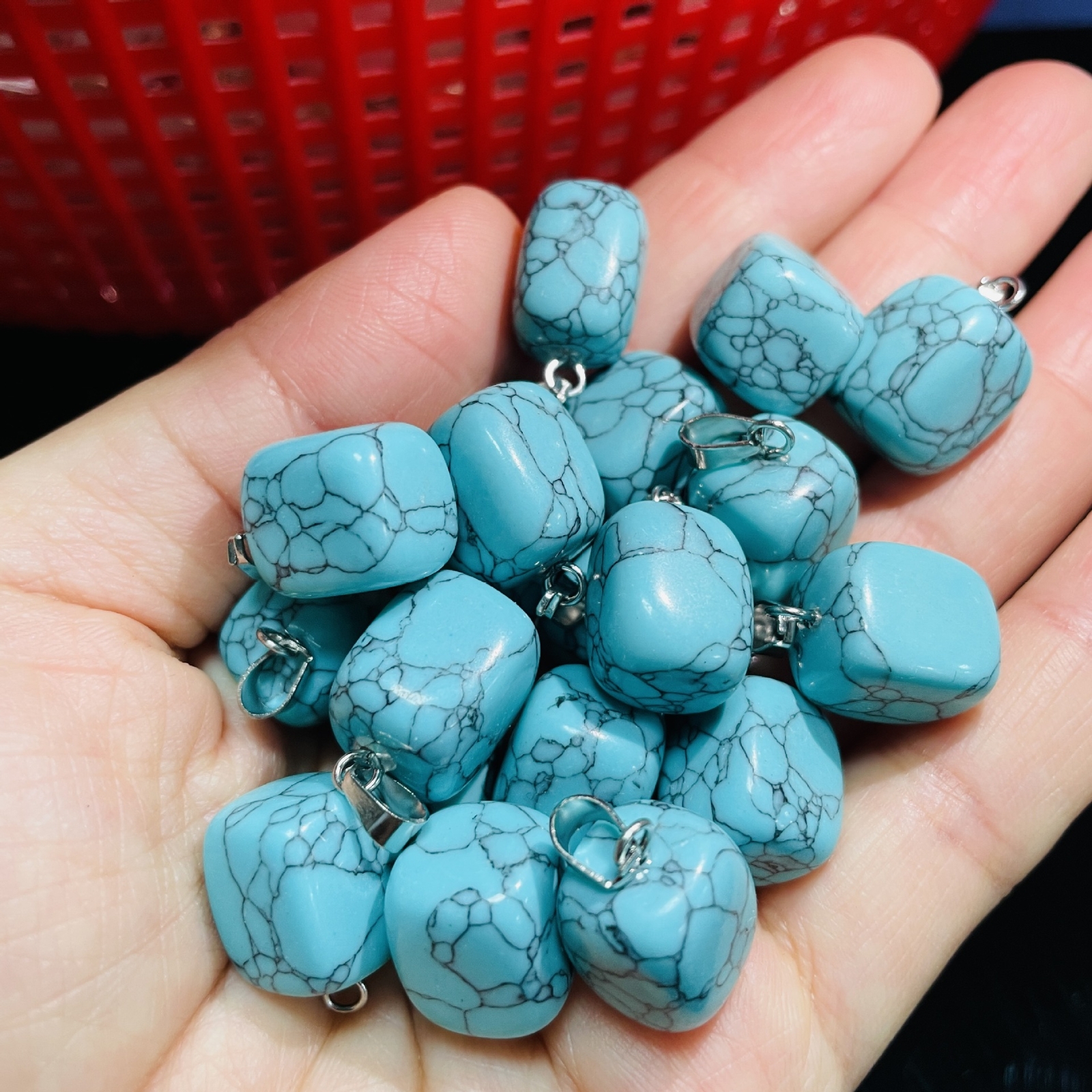 30pcs Artificial Turquoise Stone Irregular Pendants Beads DIY Jewelry Making