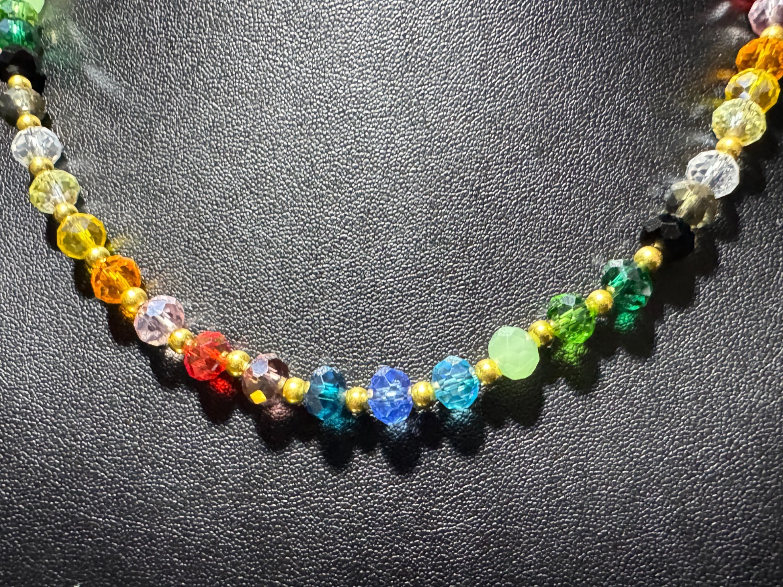 Multicolor 8mm Briolette Crystal Glass Faceted Rondelle Beaded Tennis Necklace