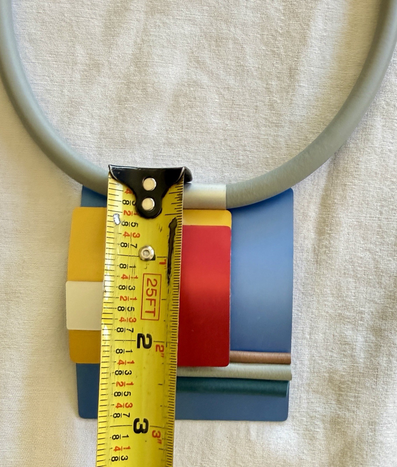 Christina Brampti Necklace Colorful Textured Abstract Art Pendant Rubber Cord