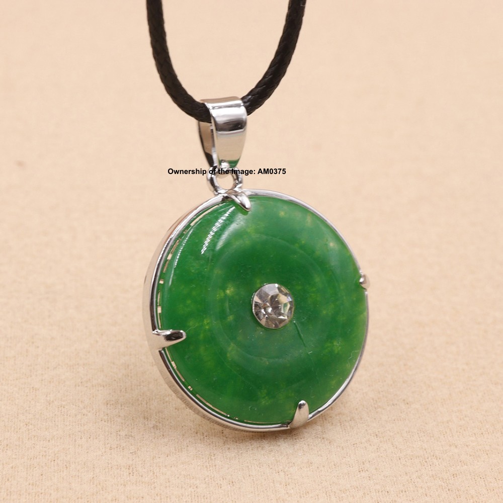 NEW White Alloy 福 Heating Green Jade Pendant Oriental Cultural Pendant 36mm H