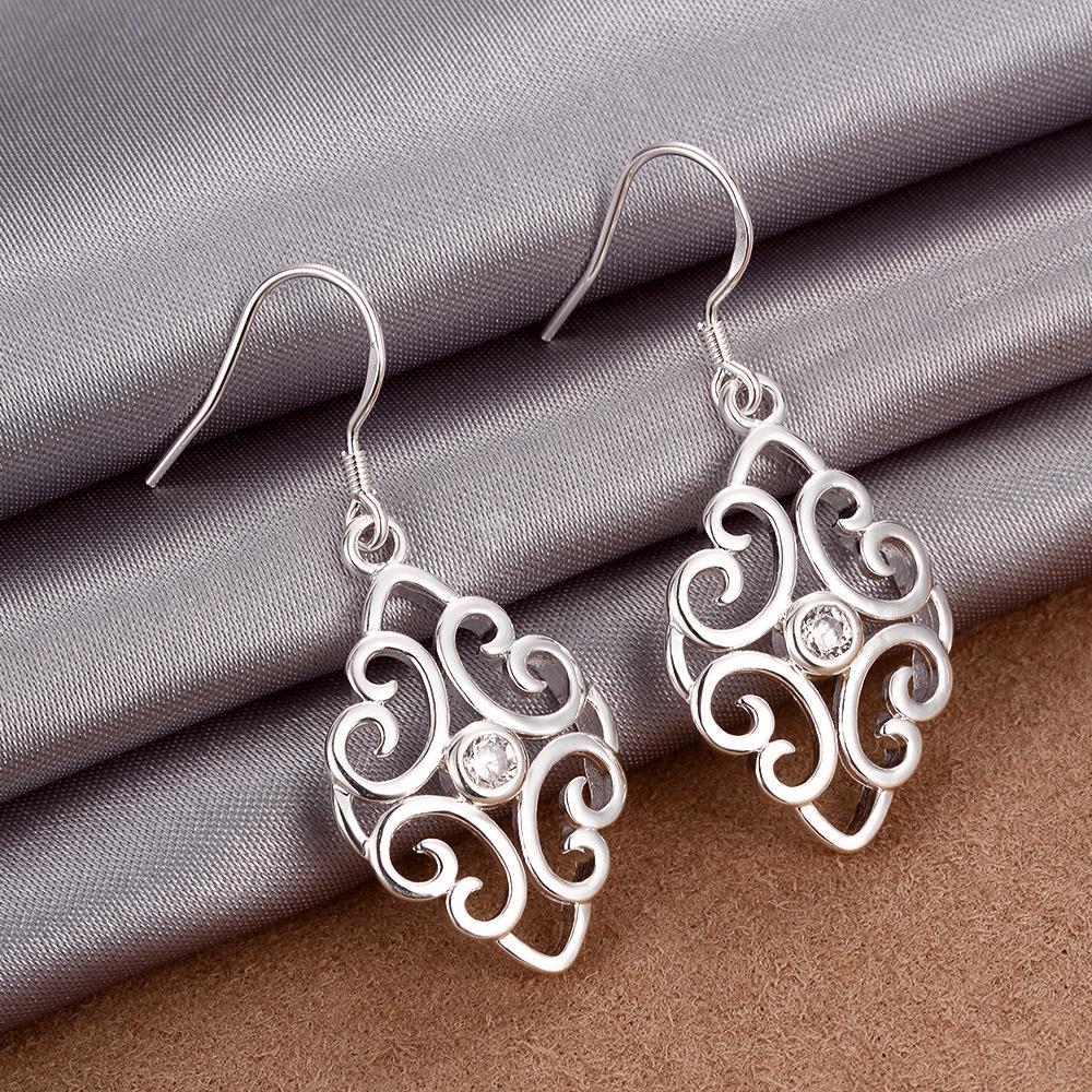 Womens Sterling Silver CZ Crystal Filigree 43mm Long Drop Dangle Earrings #EA242