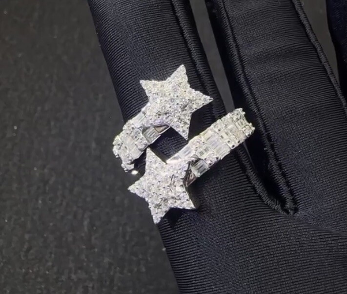 2.5-4Ct Moissanite Star Ring 925 Silver | Iced Baguette | Passes Diamond Test
