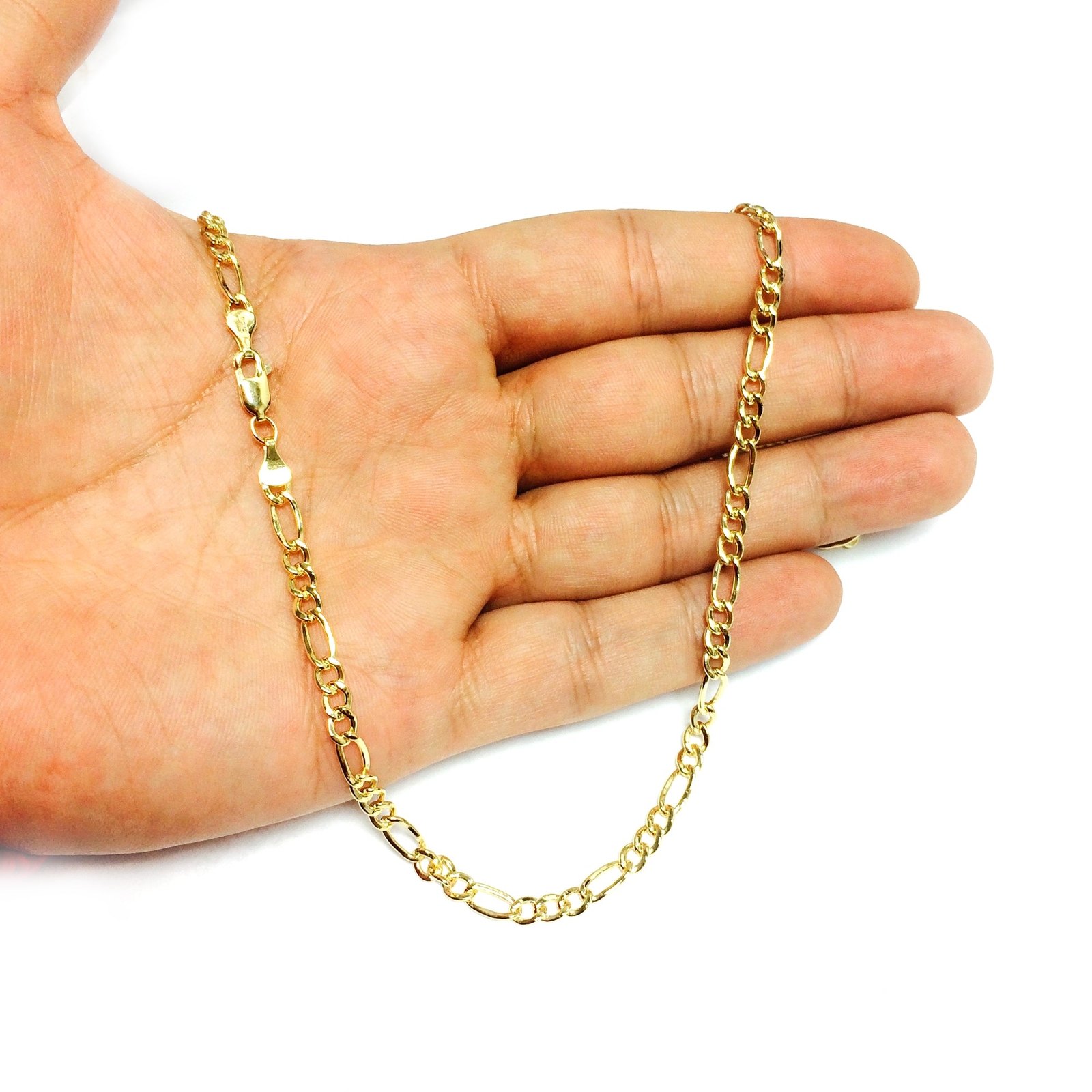 14k Yellow Real Gold Filled Solid Figaro Chain Necklace, 4.0 mm, 20″