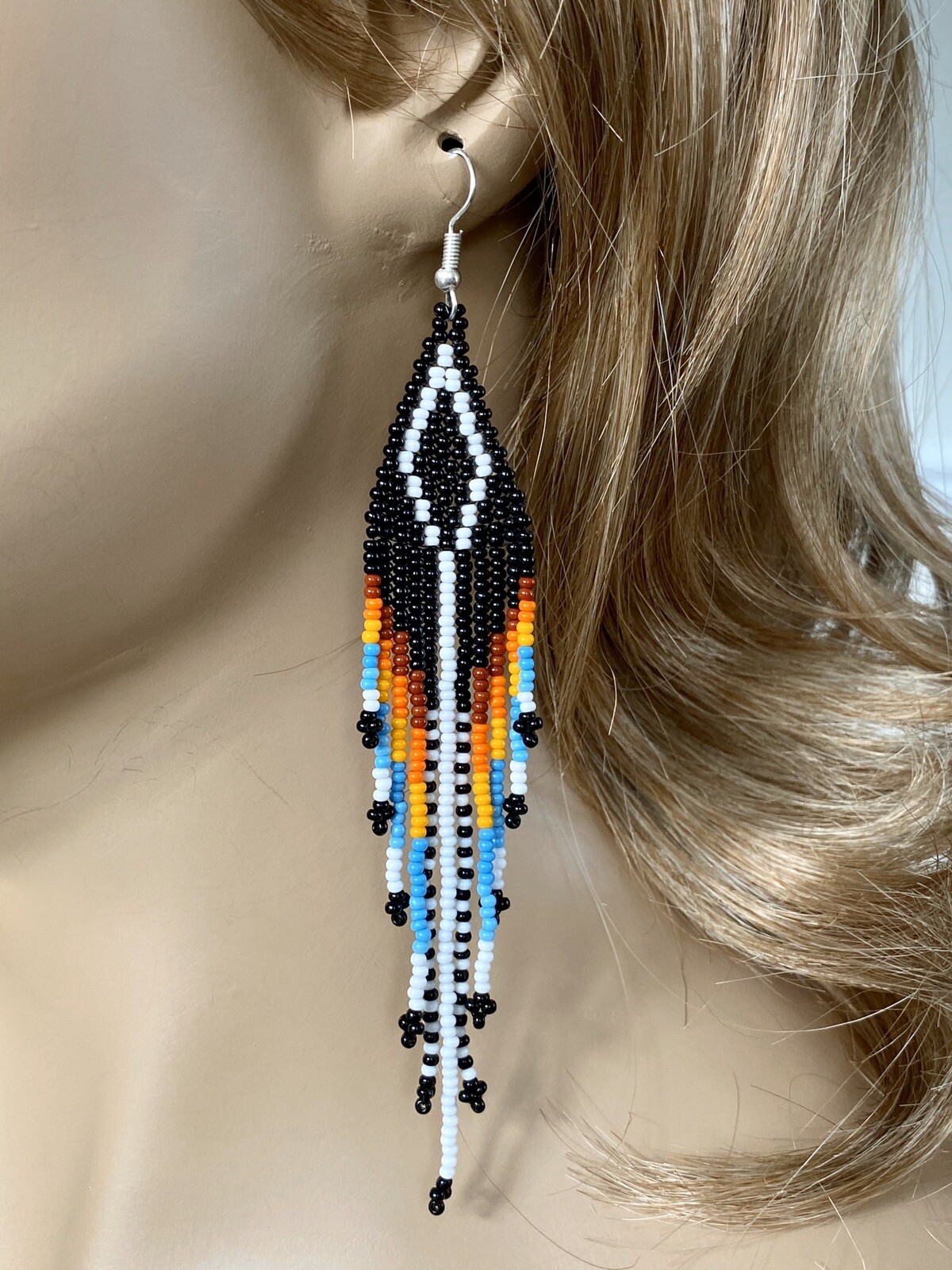 NATIVE STYLE ETHNIC BEADED HANDMADE FASHION HOOK EARRINGS E61/1