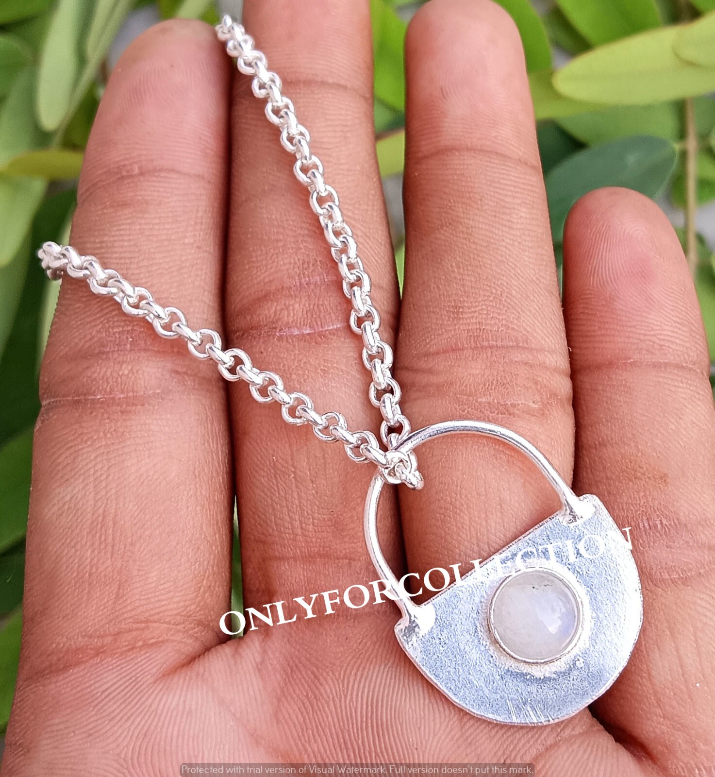 Lovely Rose Quartz Gemstone Silver Plated Handmade Lock 1 PC Pendant With Chain