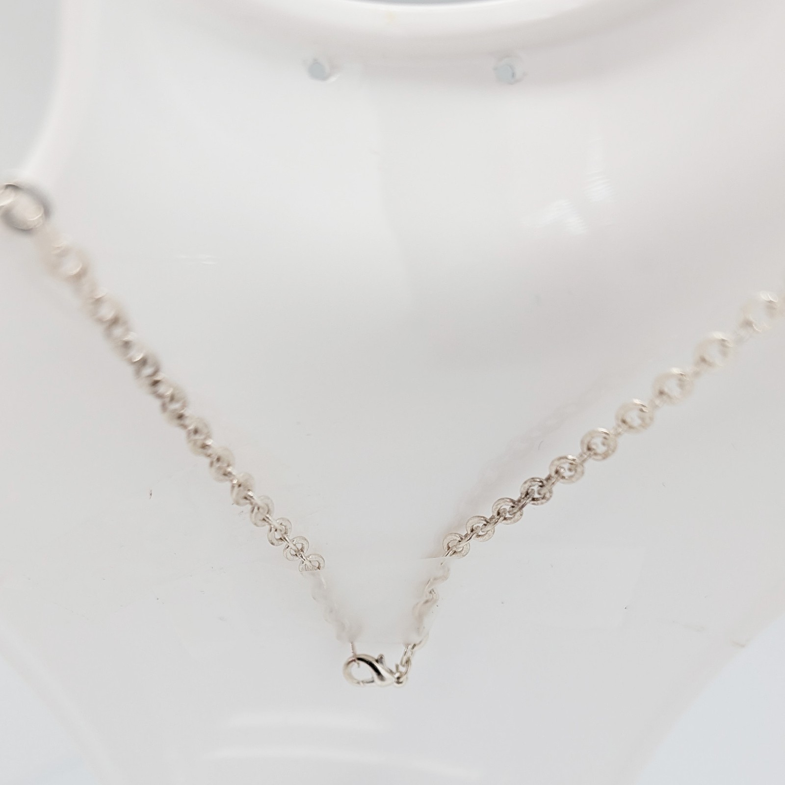 DESIGNER INSPIRED 17 in CLEAR CRYSTAL SILVER TONE DOUBLE HEART ROLO NECKLACE NEW