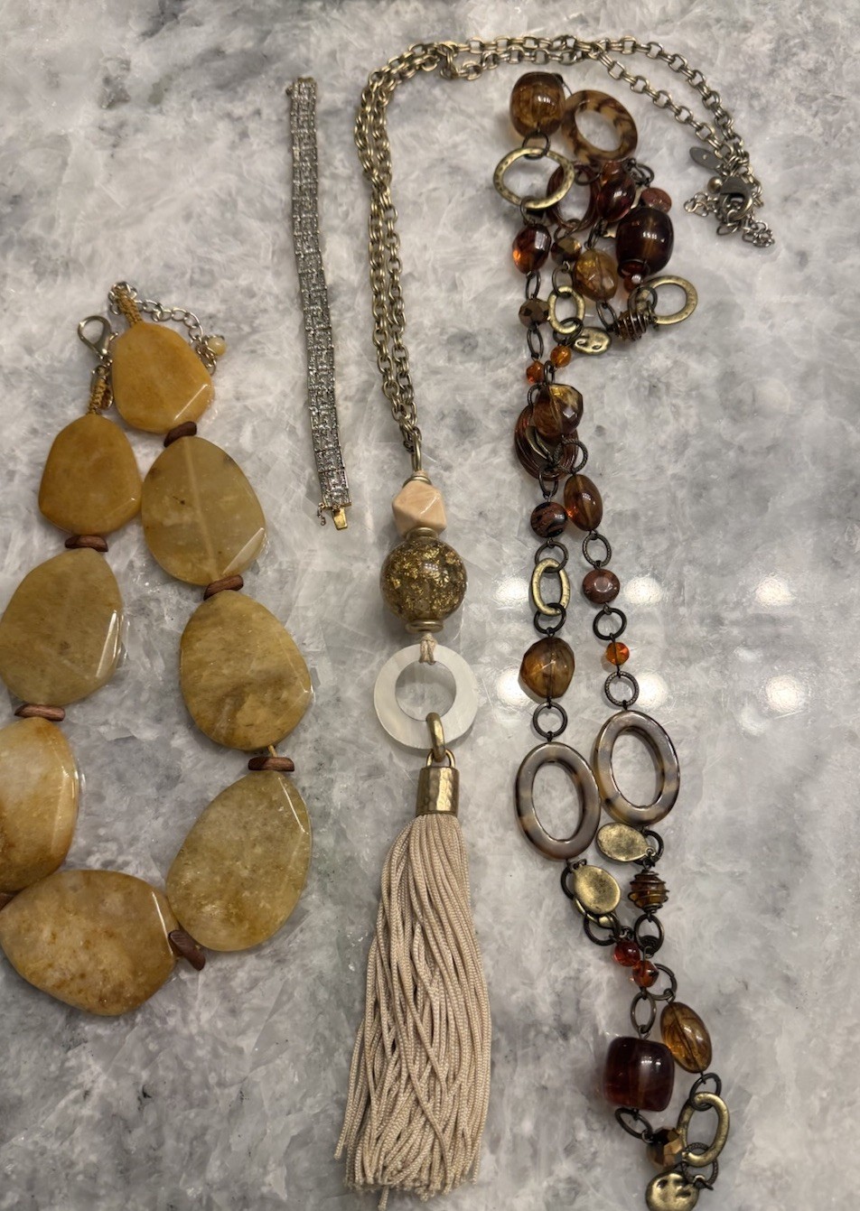 Silver Vintage Pearls Chicos Necklaces Greek Key Bracelet Gold Tone Earrings Lot