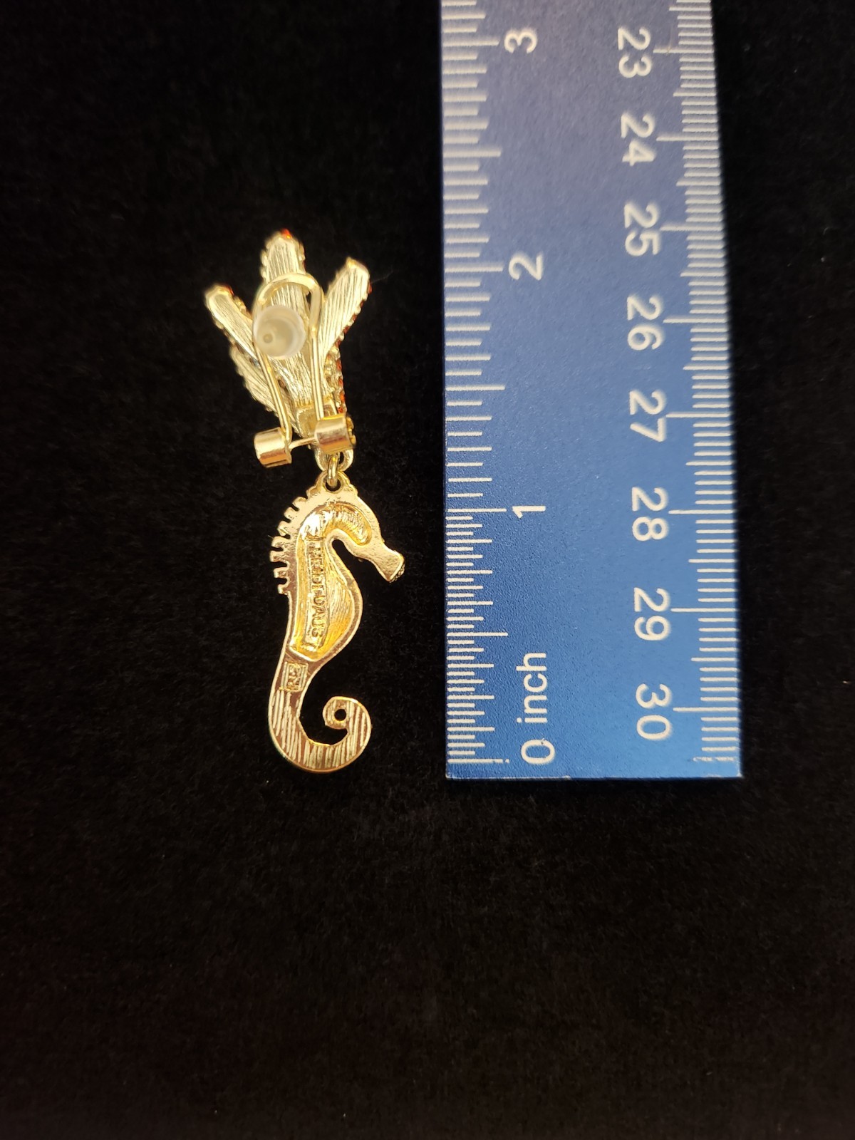 Heidi Daus Black And White Seahorse Earrings SIGNED