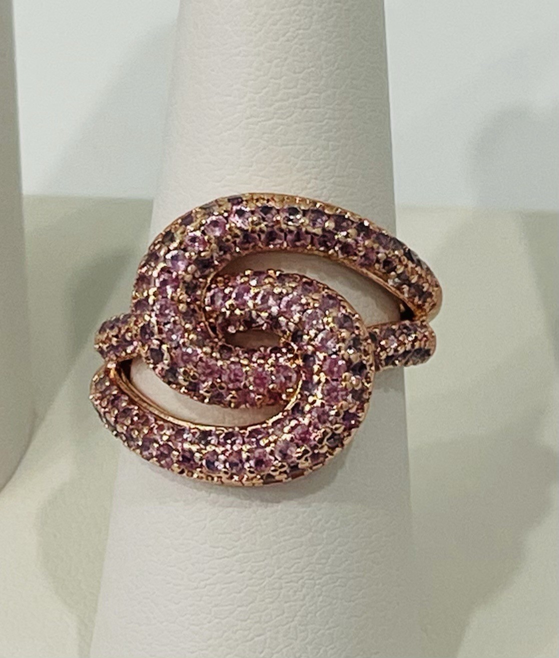 Bomb Party Ring ~ Sunlit Breeze ~ RG76893 ~ Size 7 ~ Rose Gold ~ Pink Corundum