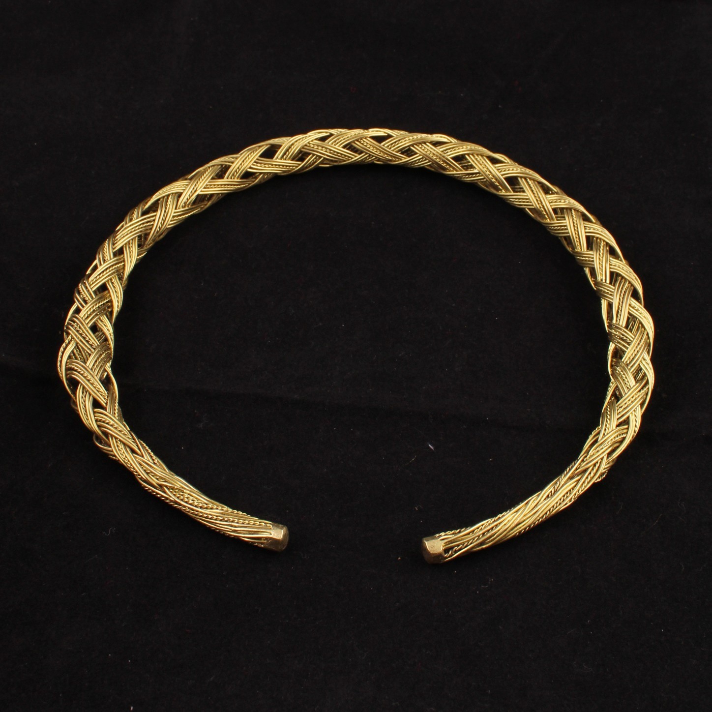 Gold Plated Braided Choker Necklace Open Collar Torque Statement Women Jewelry