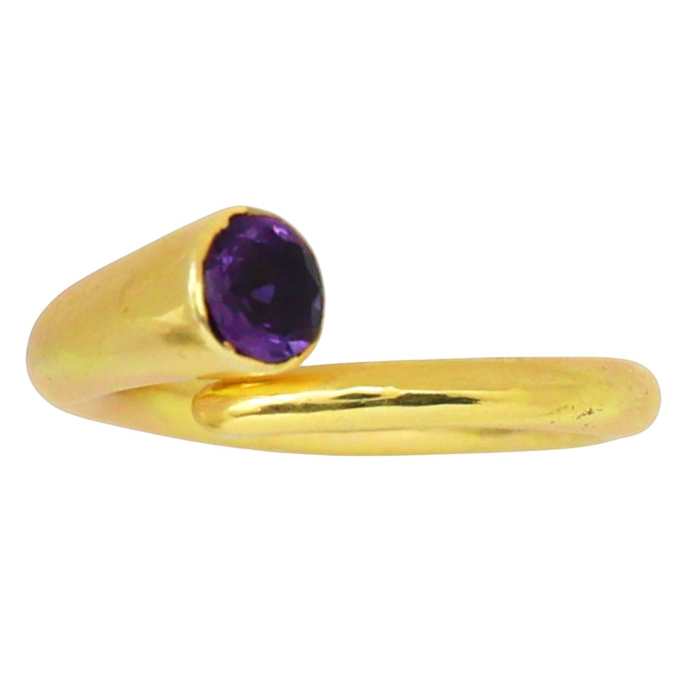 18K Gold Plated Natural Amethyst – Brazil Ring s.6 Jewelry TR01472