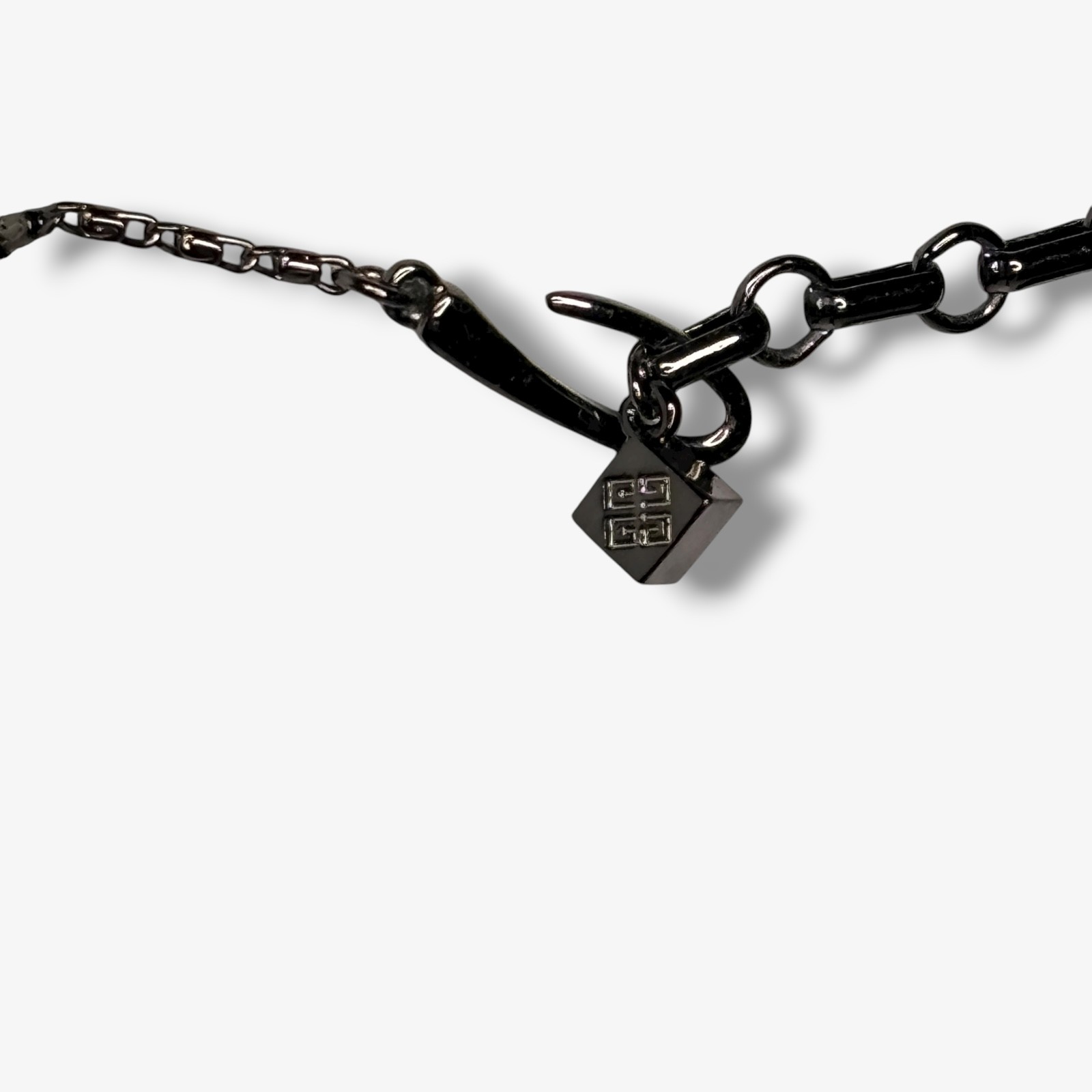 Givenchy 2010s Gunmetal Necklace Acrylic Lavender Drops Modern Gothic Couture