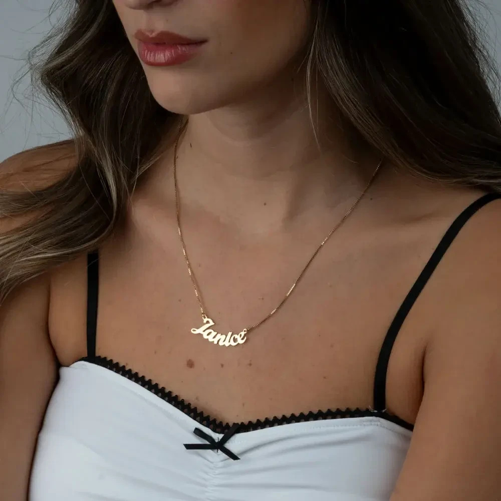 Curved Script Custom Name Necklace 925 Sterling Silver Personalized for Women
