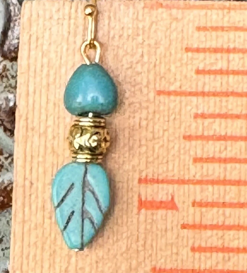Etched Gold and Blue Howlite Leaves. Available In Bronze or Silver Upon Request