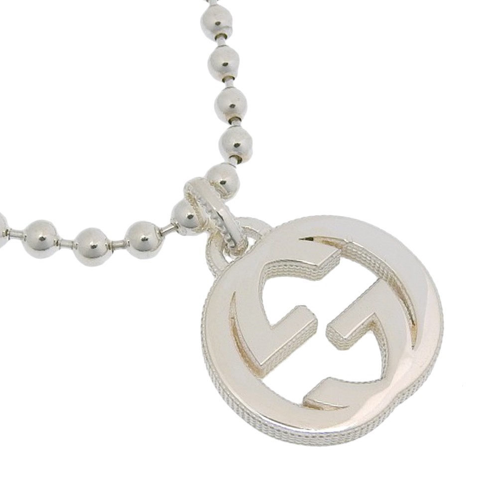 Gucci Interlocking Ball Chain Necklace Silver 925 Unisex 32.9g 50-55cm