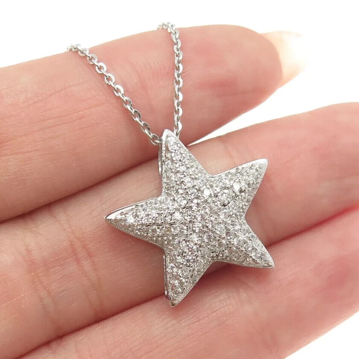 Women’s Stunning Star Pendant Round Cut Simulated Diamond 14K White Gold Plated