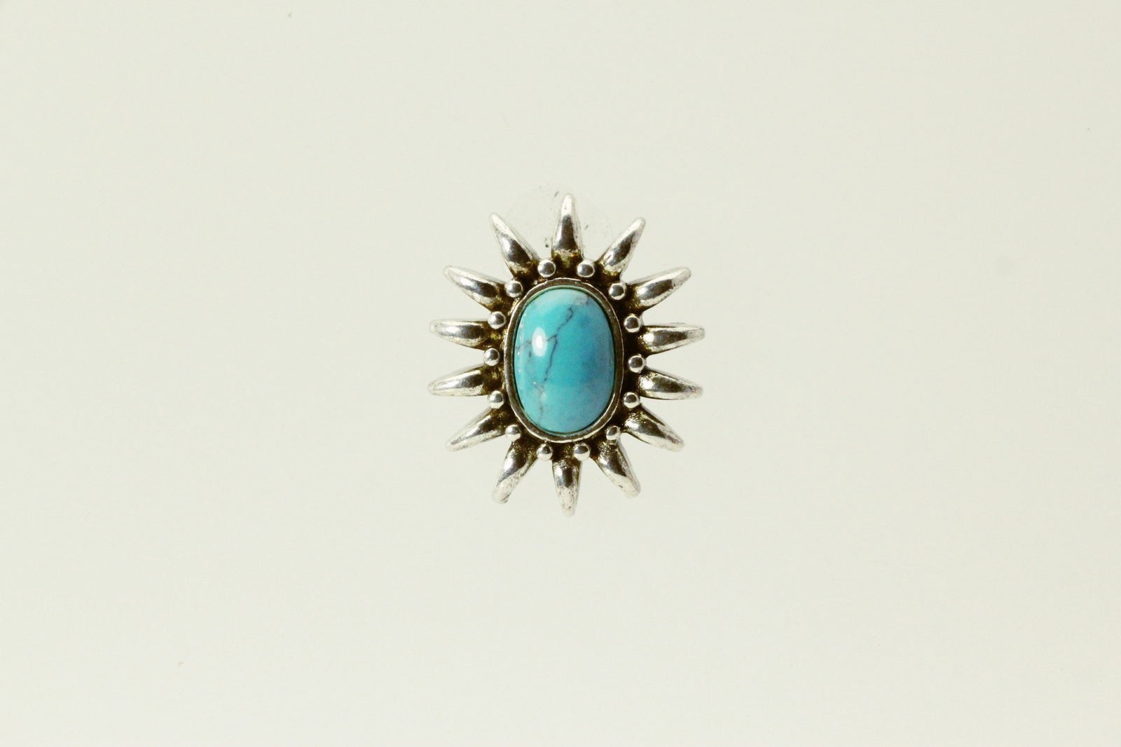 925 Sterling Silver Oval Turquoise Sun Burst Pendant 9.4 Grams (PEN6160)