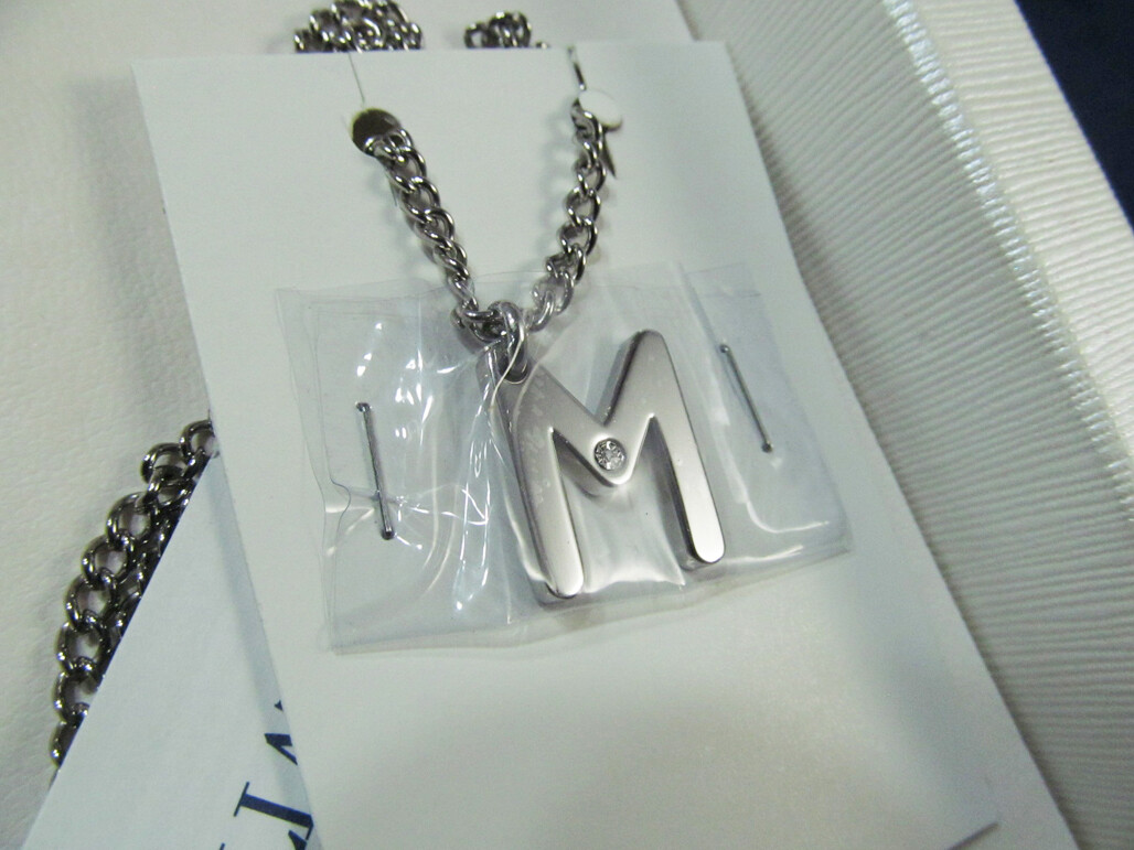 NEW Morellato Initial M Stainless Steel Necklace Diamond Chip Made in Italy