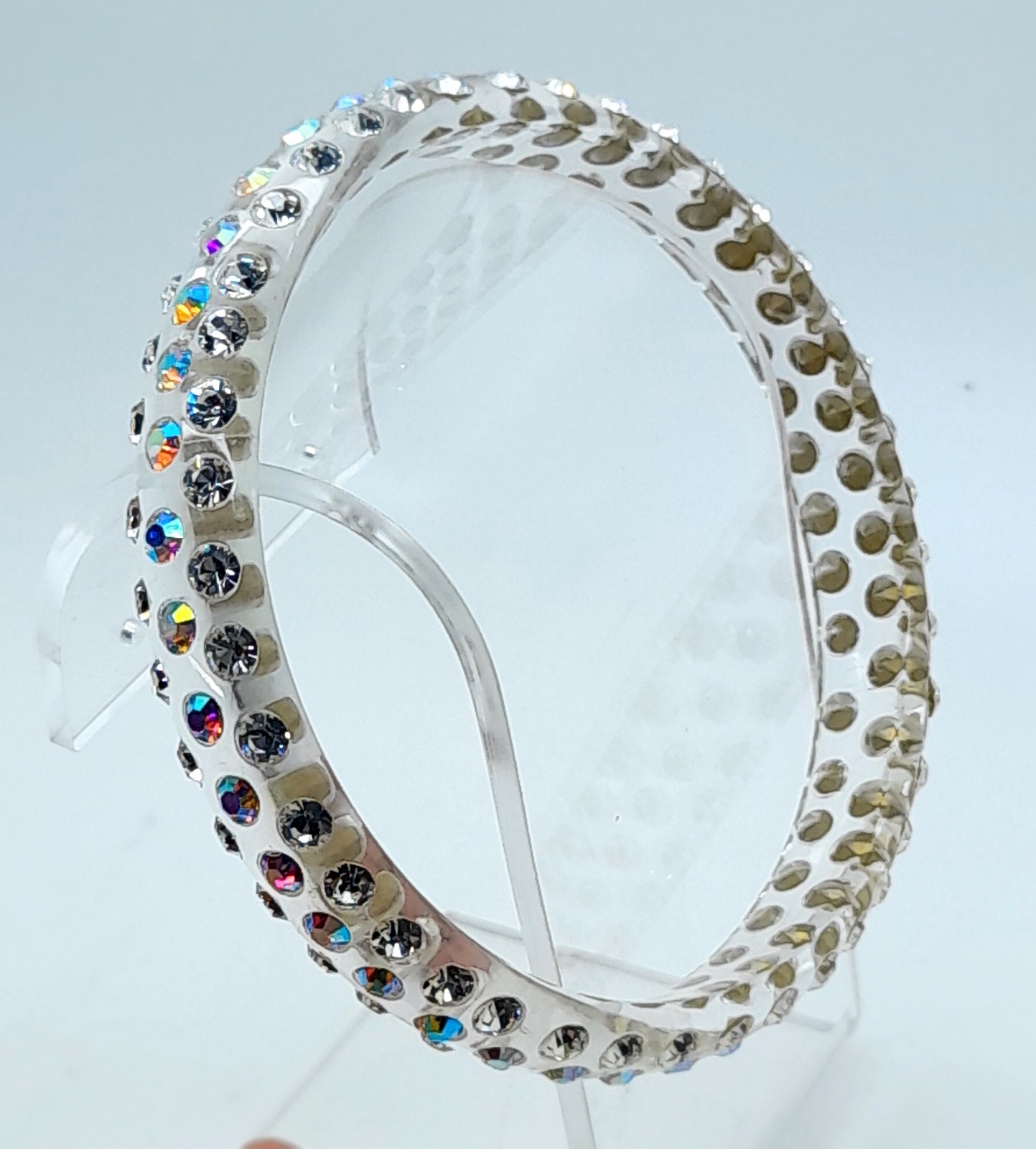 Transparent clear round Plastic clear & ab rhinestone fashion bangle bracelets