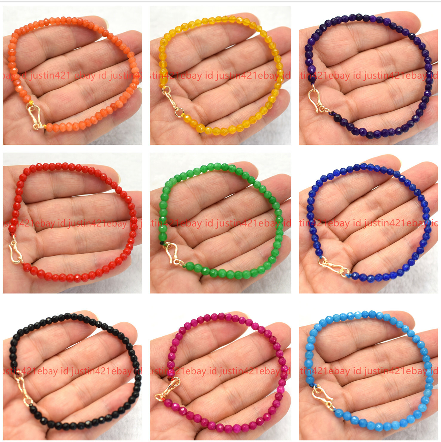 Faceted 4mm Multicolor Round Gemstone Beads Bracelet 7.5″