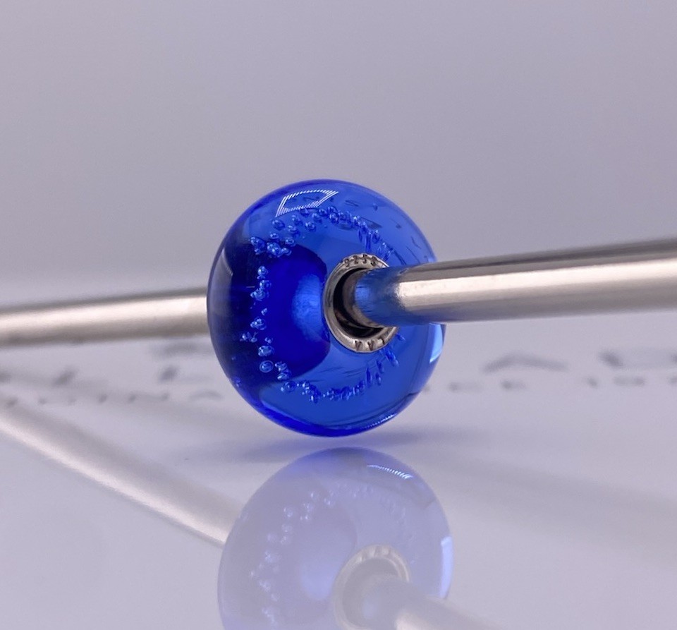 Trollbeads Blue Silver Trace Glass Bead